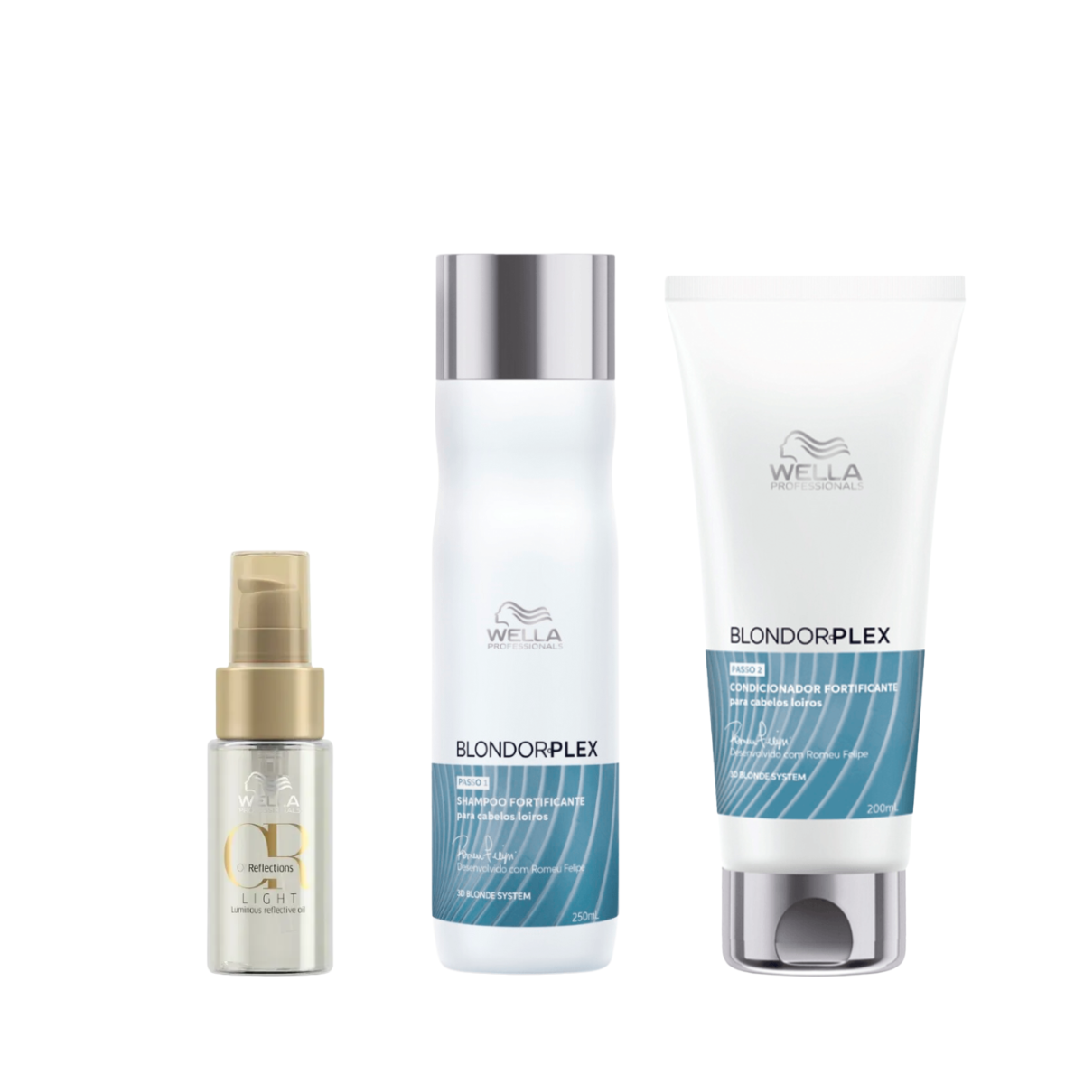 Wella BlondorPlex Care Line Shampoo 250ml + Condicionador 200ml + Óleo Light 30ml