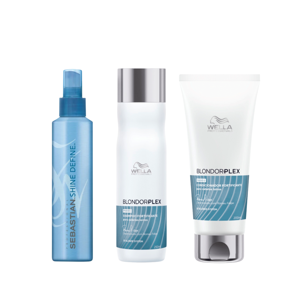 Wella BlondorPlex Care Line Shampoo 250ml + Condicionador 200ml + Shine 200ml