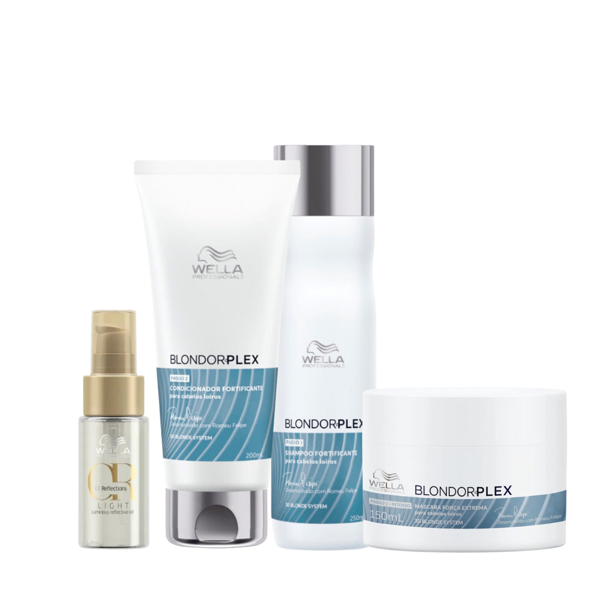 Wella BlondorPlex Care Line Sh 250ml + Cond 200ml + Masc 150ml + Óleo Light 30ml