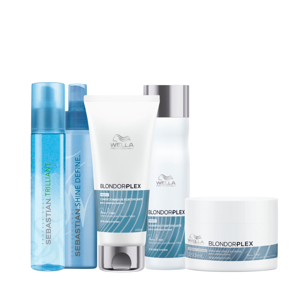 Wella BlondorPlex Care Line Sh 250ml + Cond 200ml + Masc 150ml + Trilliant 150ml + Shine 200ml ÚNICO 1
