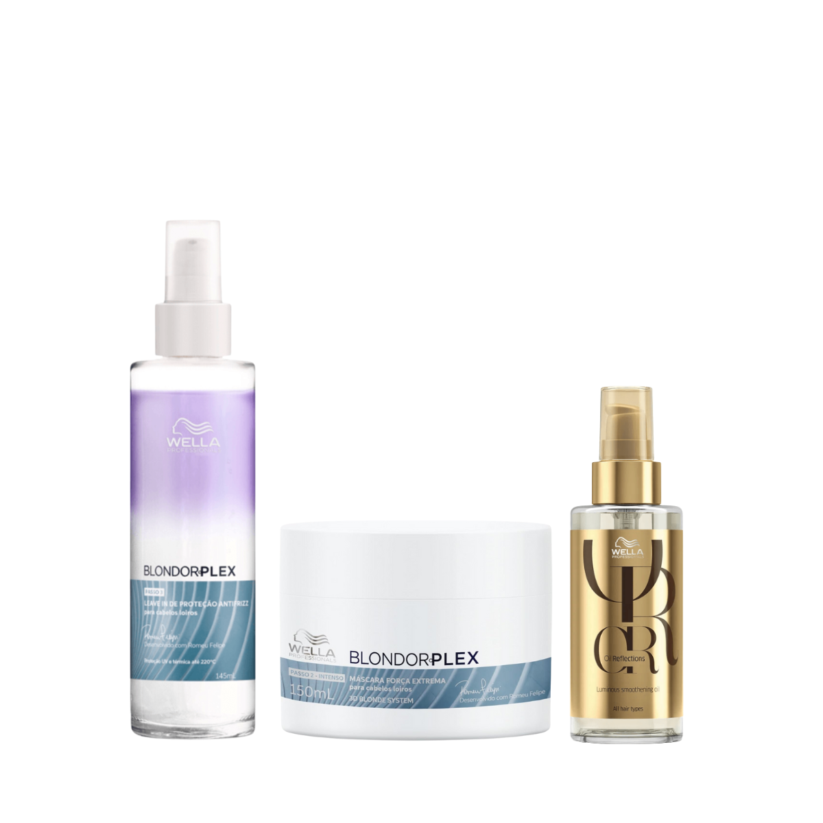 Wella BlondorPlex Care Line Leave-in Protective 145ml + Masc 150ml + Óleo 100ml ÚNICO 1