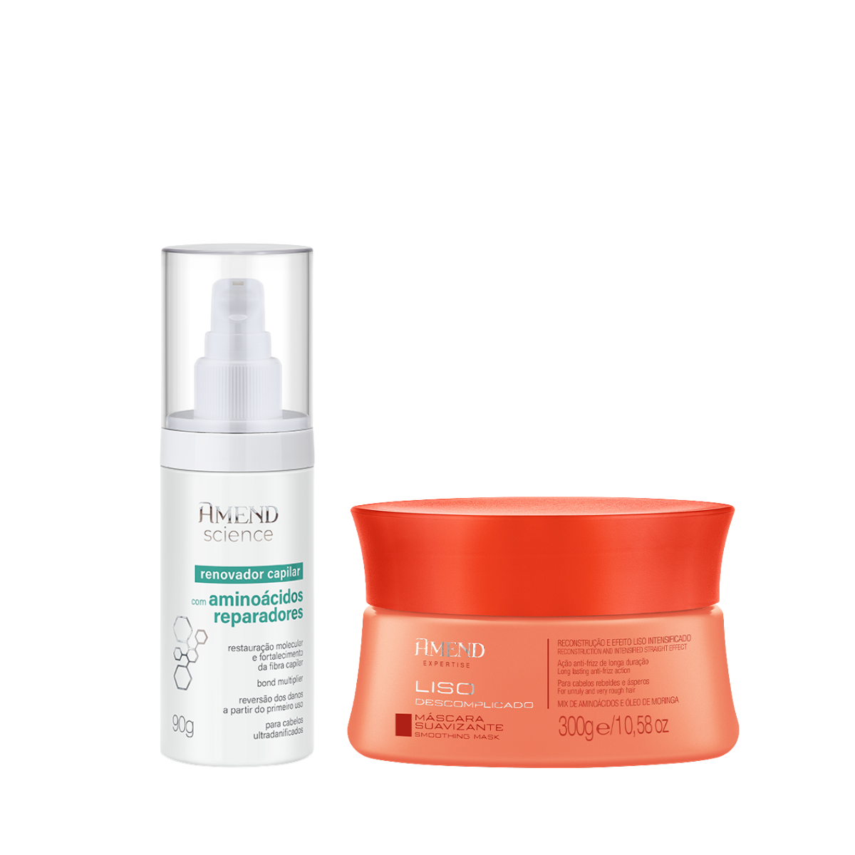 Amend Expertise Liso Descomplicado Mascara 300ml + Science Bond Repair Renovador Capilar 90ml ÚNICO 1