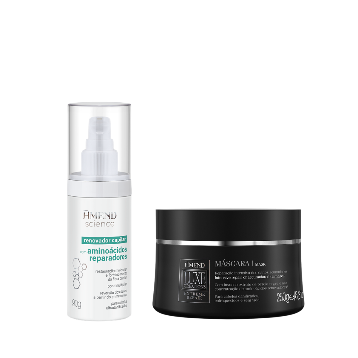Amend Luxe Creations Extreme Repair Mascara 250ml + Science Bond Repair Renovador Capilar 90ml