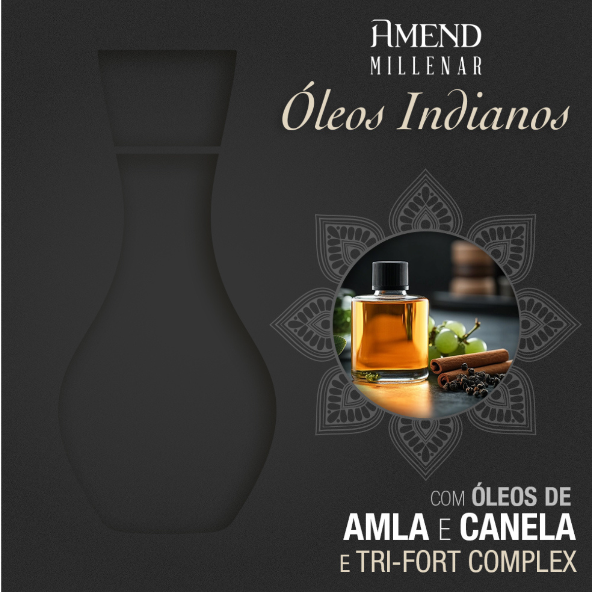 Amend Millenar Óleos Indianos Mascara 300ml + Science Bond Repair Renovador Capilar 90ml ÚNICO 3