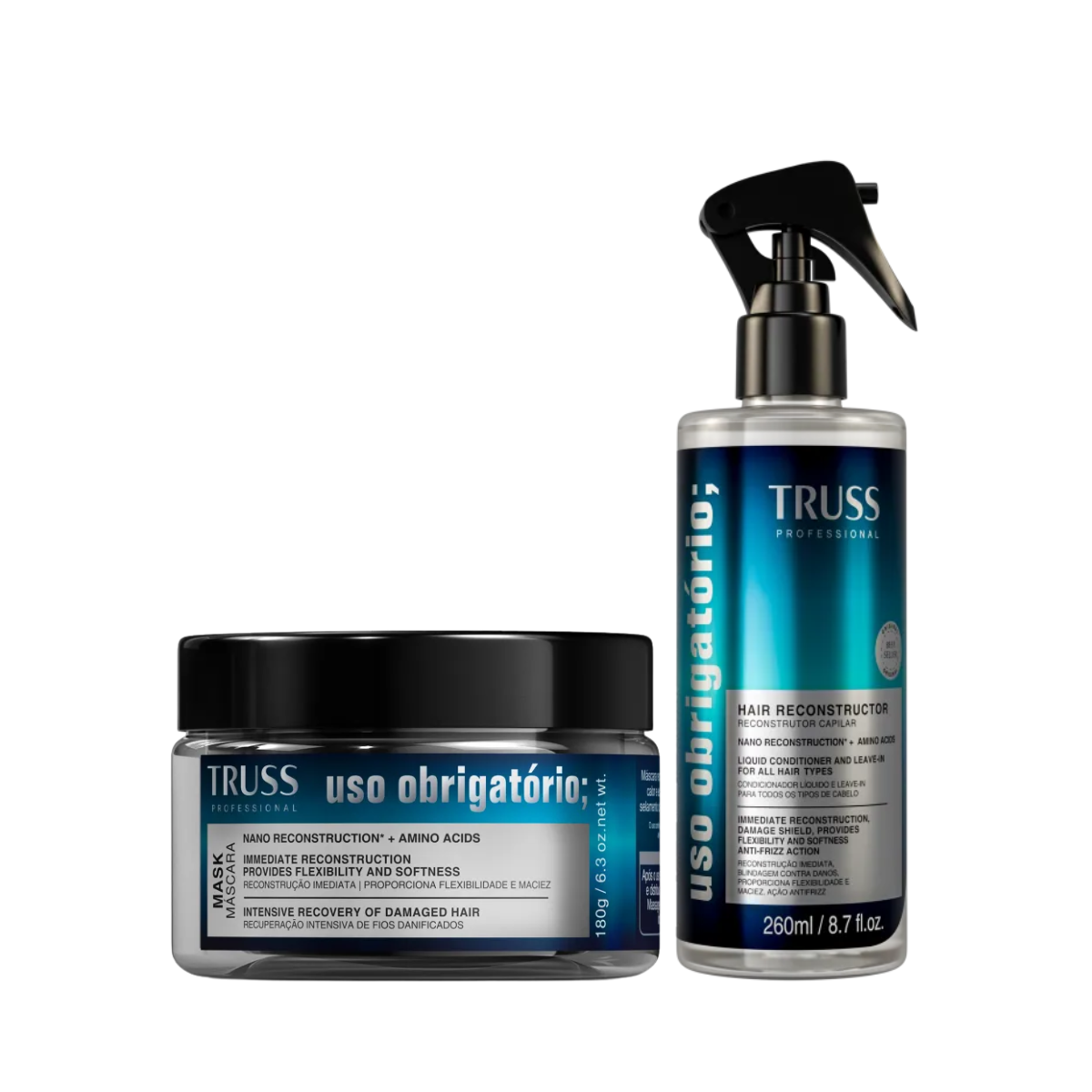 Kit Truss Uso Obrigatório Máscara 180ml + Spray Reconstrutor 260ml