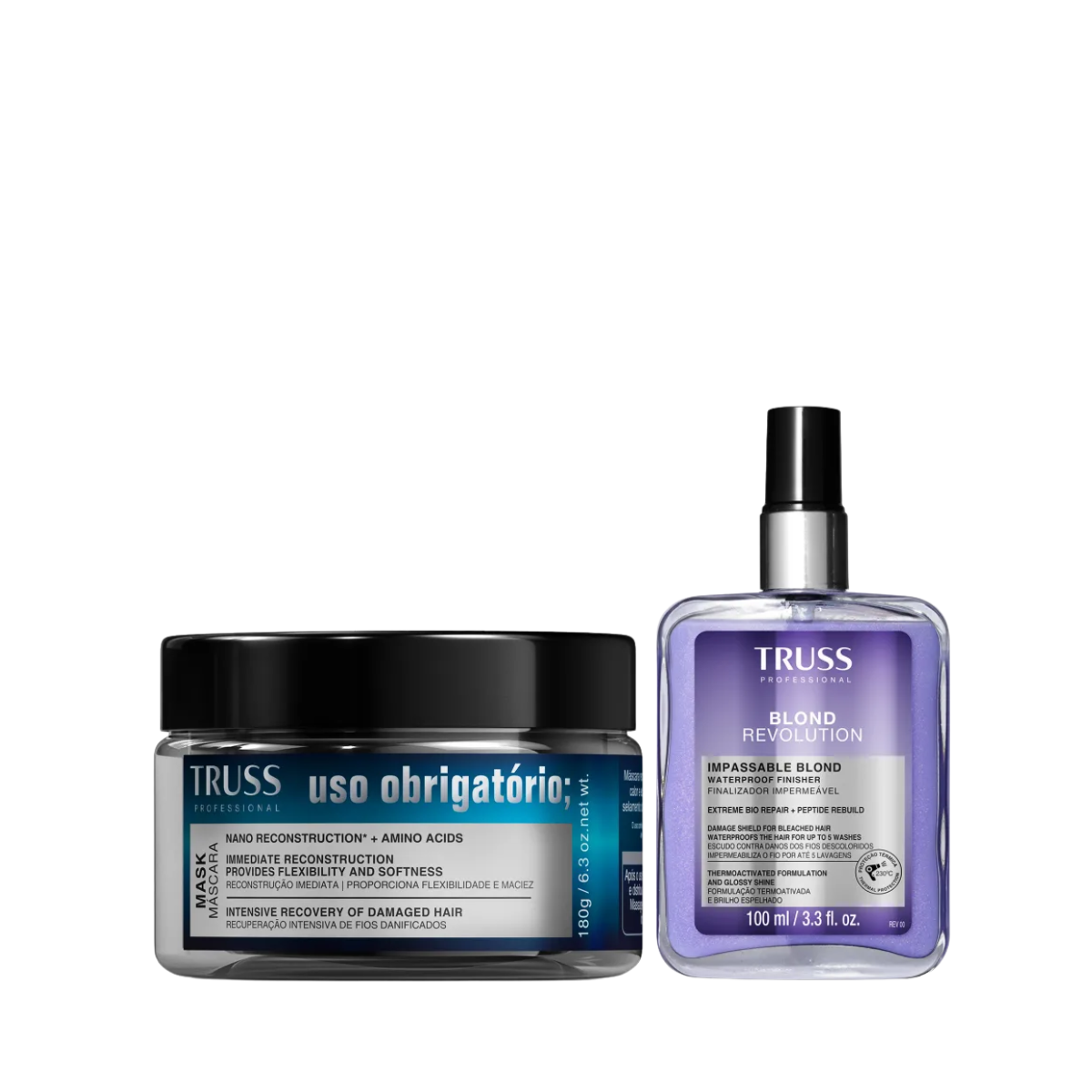 Kit Truss Duo Essencial - Uso Obrigatório Máscara 180ml + Blond Revolution Finalizador Impermeável 100ml