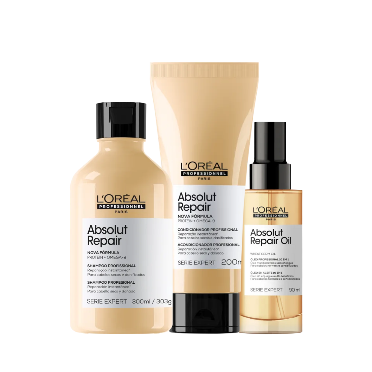 Loreal Abs Repair Gold Shampoo + Condicionador + Óleo