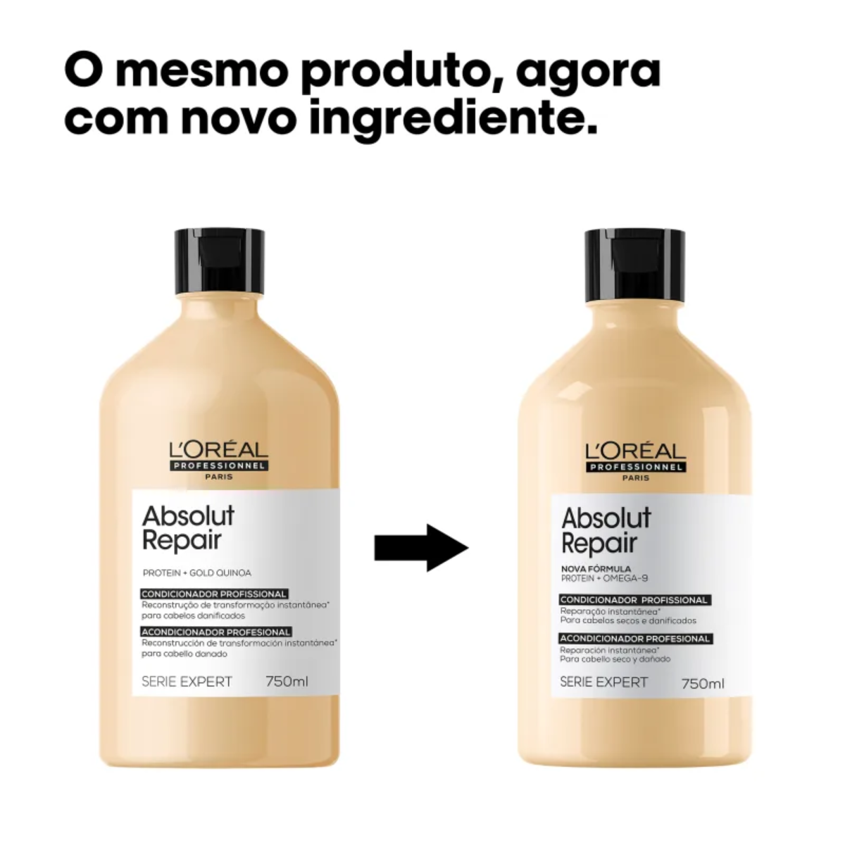 Loreal Absolut Repair Gold Shamp 750ml + Cond 750ml ÚNICO 3
