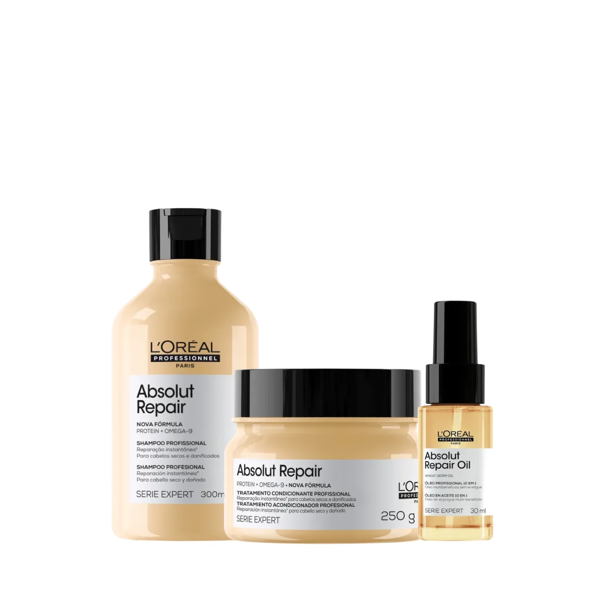 Kit Abs Repair Gold Sh 300ml + Masc 250ml + Óleo 30ml
