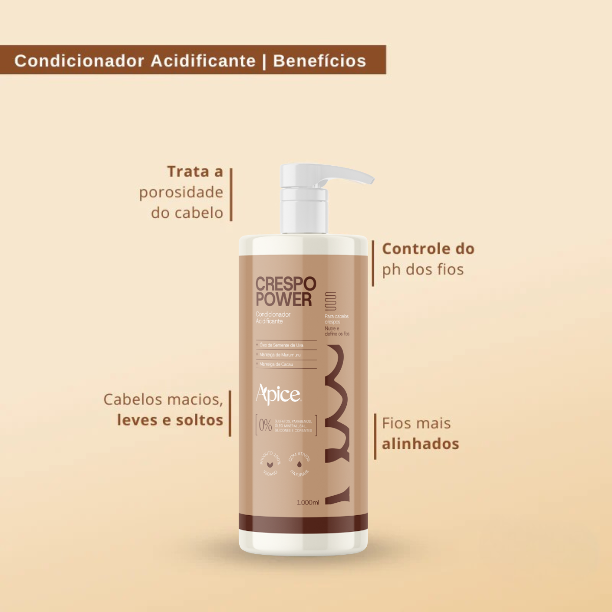 Apice Crespo Power Condicionador Acidificante 1000ml 1L 2