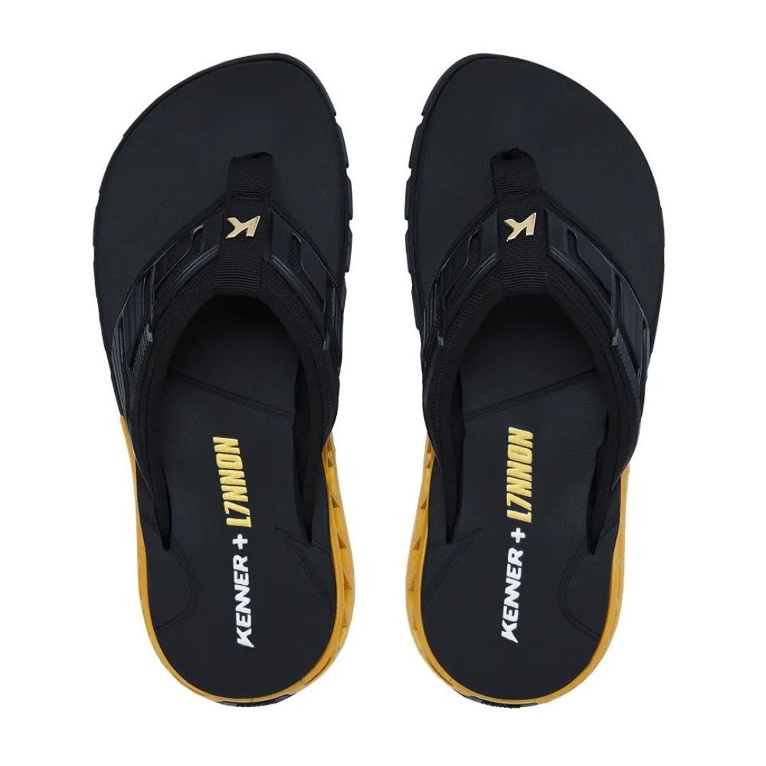 Chinelo Sandália Kenner Rakka L7 DYN-02 - PRETO/DOURADO Preto 2