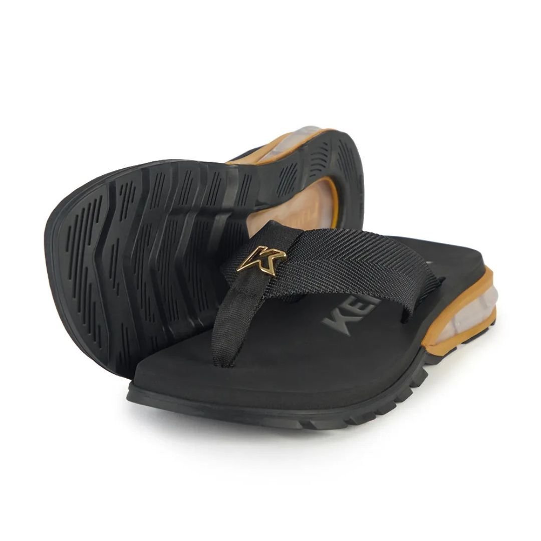 Chinelo Sandália Kenner Orak - PRETO/DOURADO/PRETO