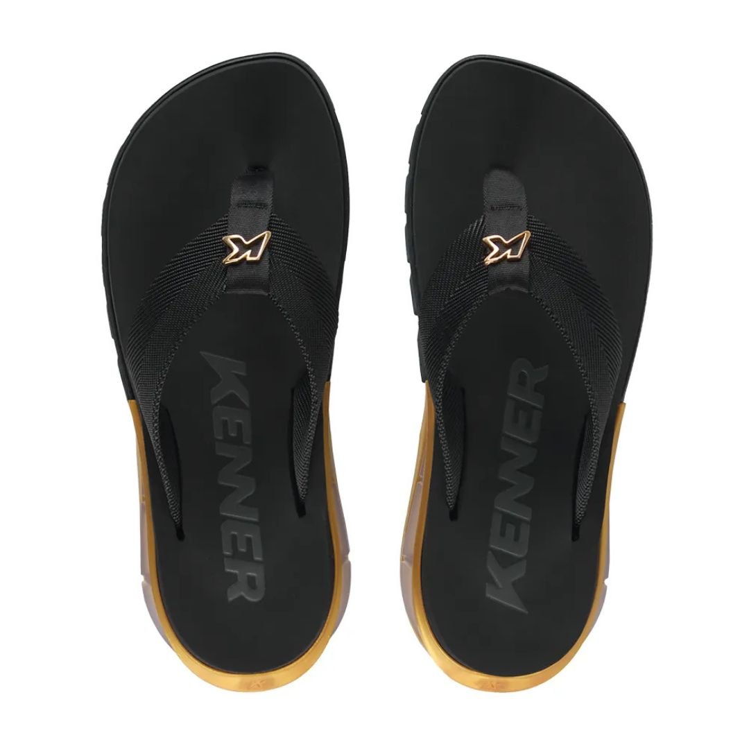 Chinelo Sandália Kenner Orak - PRETO/DOURADO/PRETO Preto 3