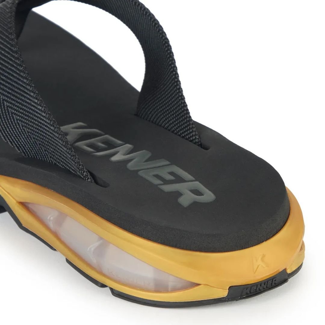 Chinelo Sandália Kenner Orak - PRETO/DOURADO/PRETO Preto 5