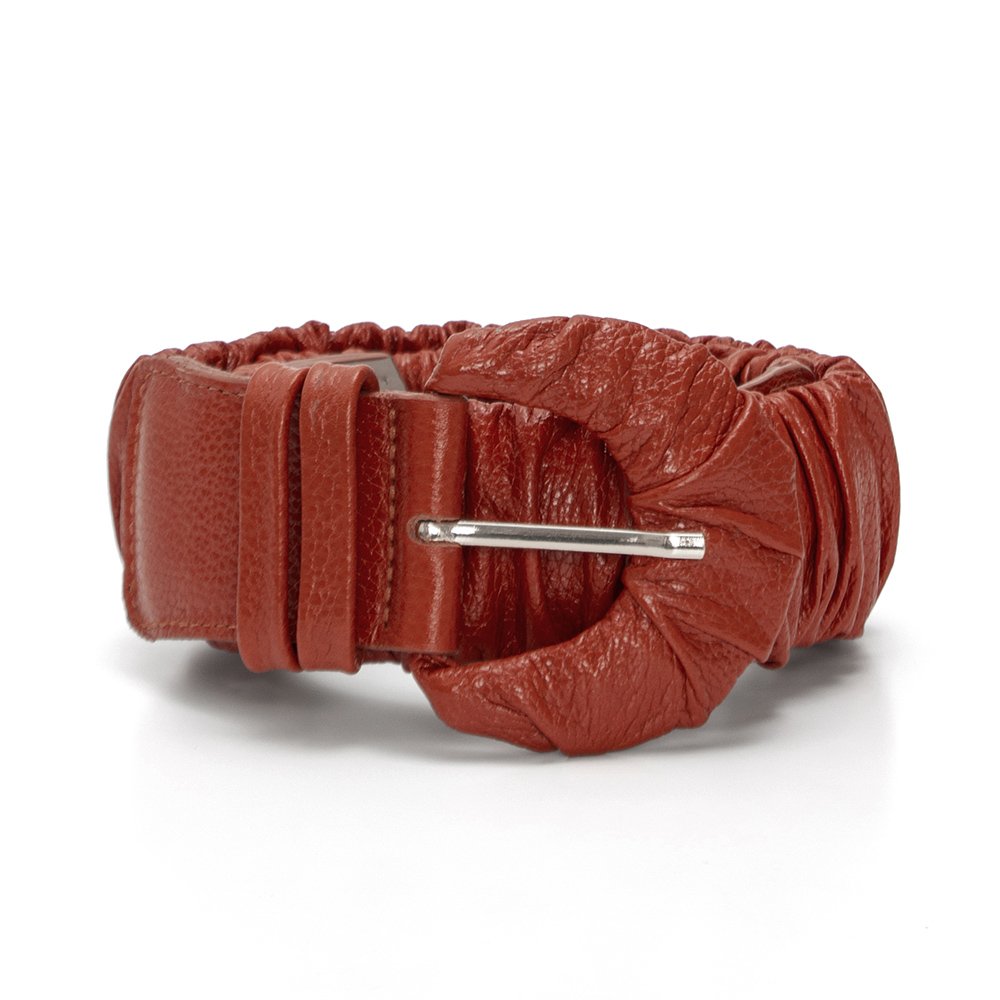 Cinto Elástico Forrado Todo Em Couro Zayn Laranja Laranja 2