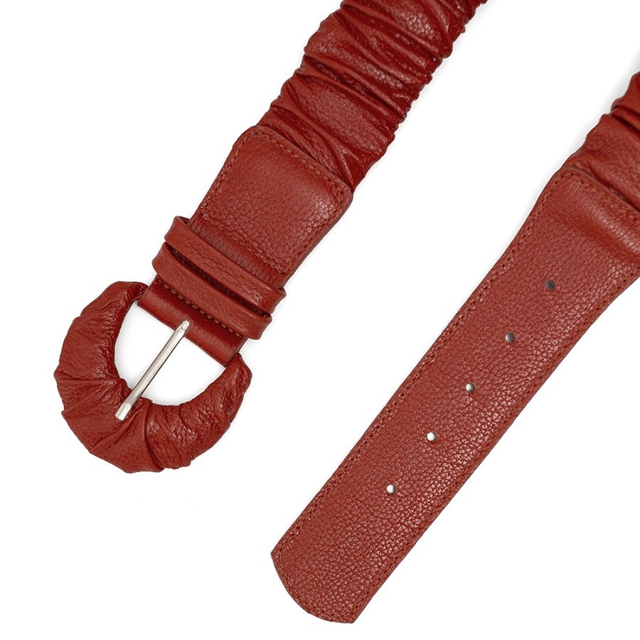 Cinto Elástico Forrado Todo Em Couro Zayn Laranja Laranja 3