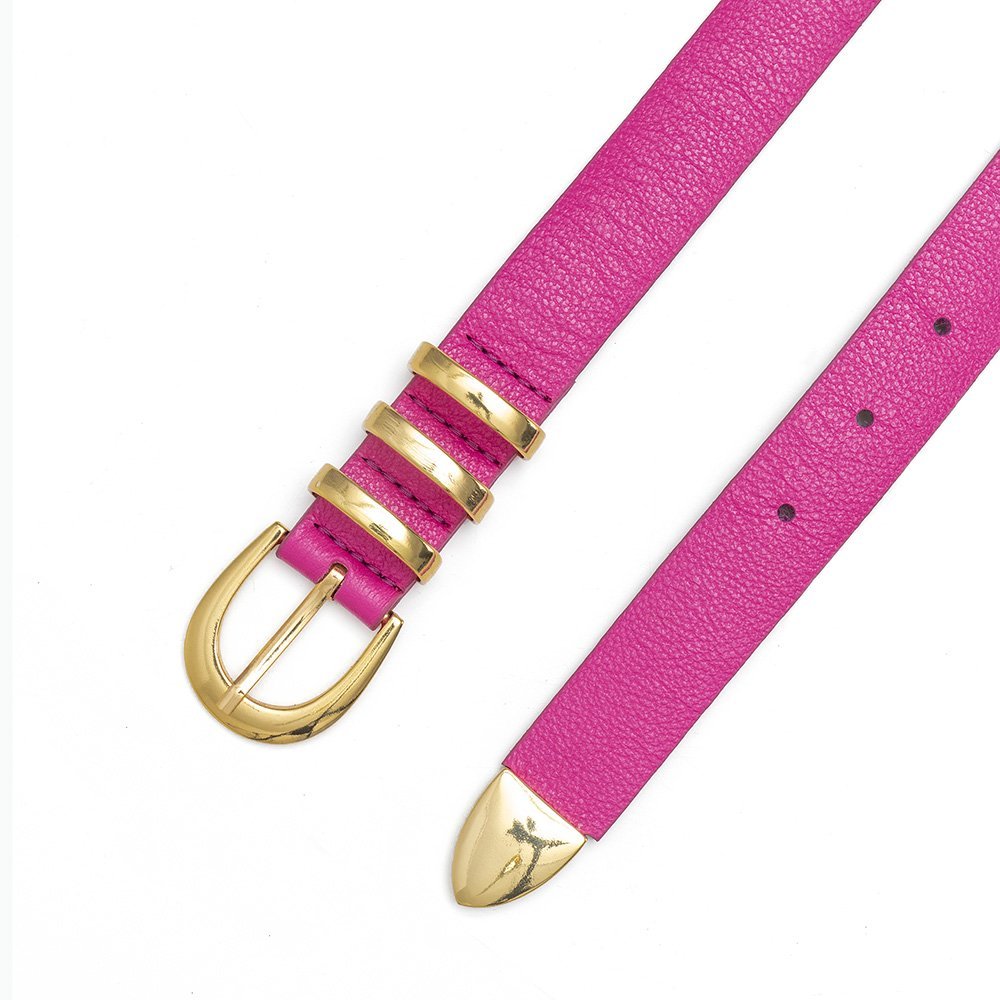 Cinto Em Couro Fivela E Ponteira Em Metal Iago - Pink Rosa 2