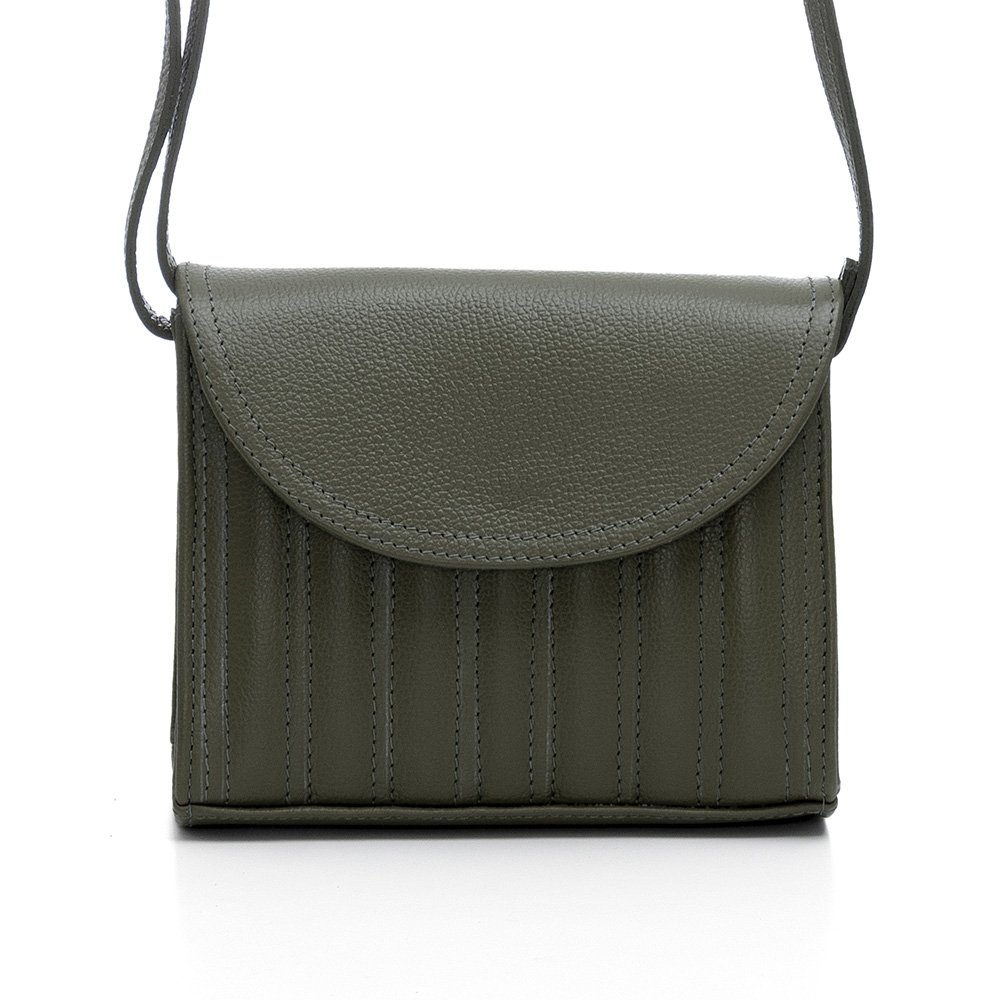 Bolsa Em Couro Alça Tiracolo Ajustável Kemilly Militar Verde 1