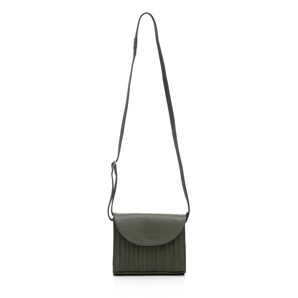 Bolsa Em Couro Alça Tiracolo Ajustável Kemilly Militar Verde 2