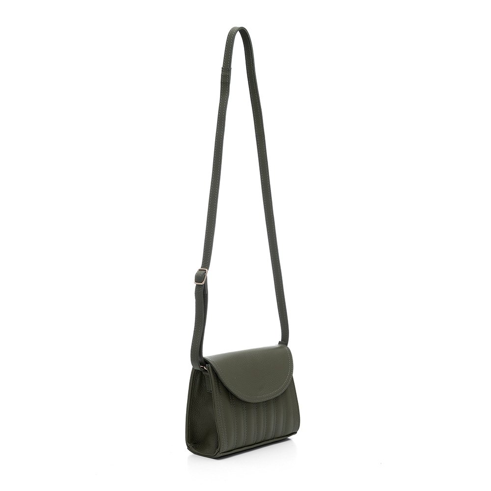 Bolsa Em Couro Alça Tiracolo Ajustável Kemilly Militar Verde 3