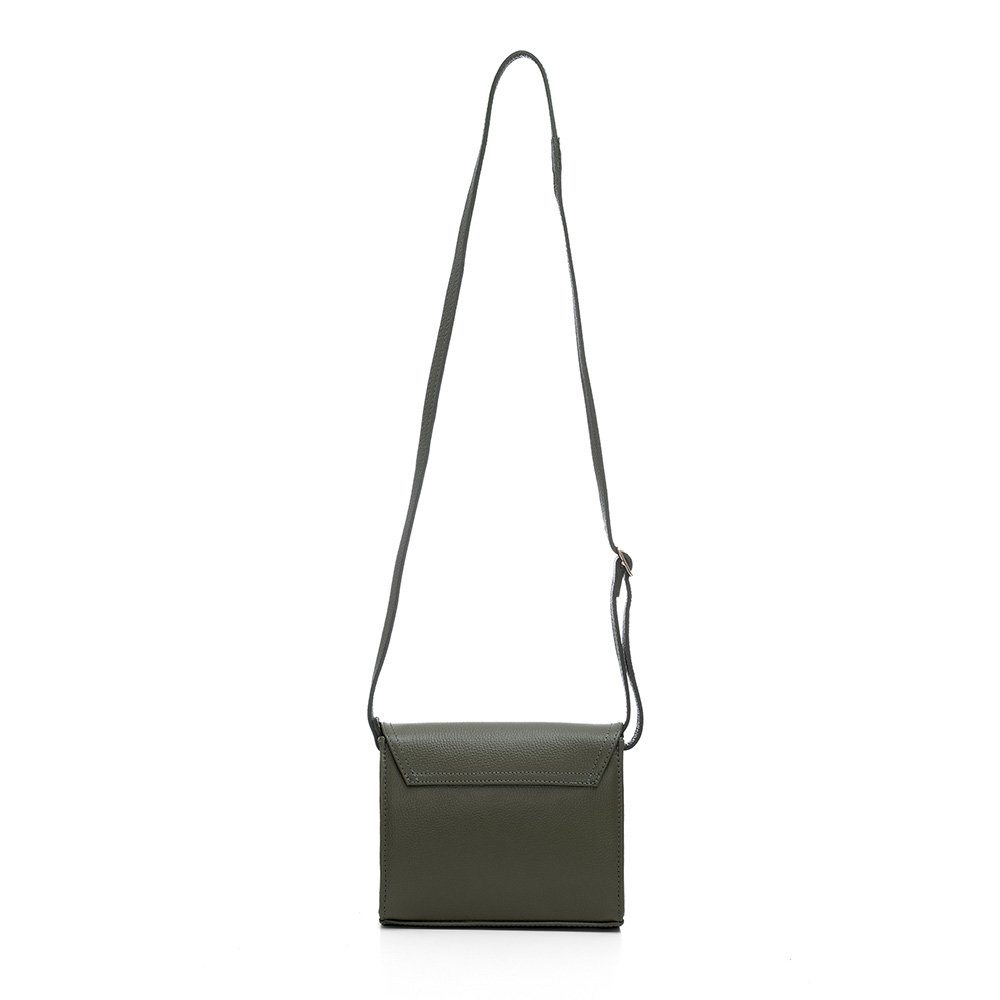 Bolsa Em Couro Alça Tiracolo Ajustável Kemilly Militar Verde 4