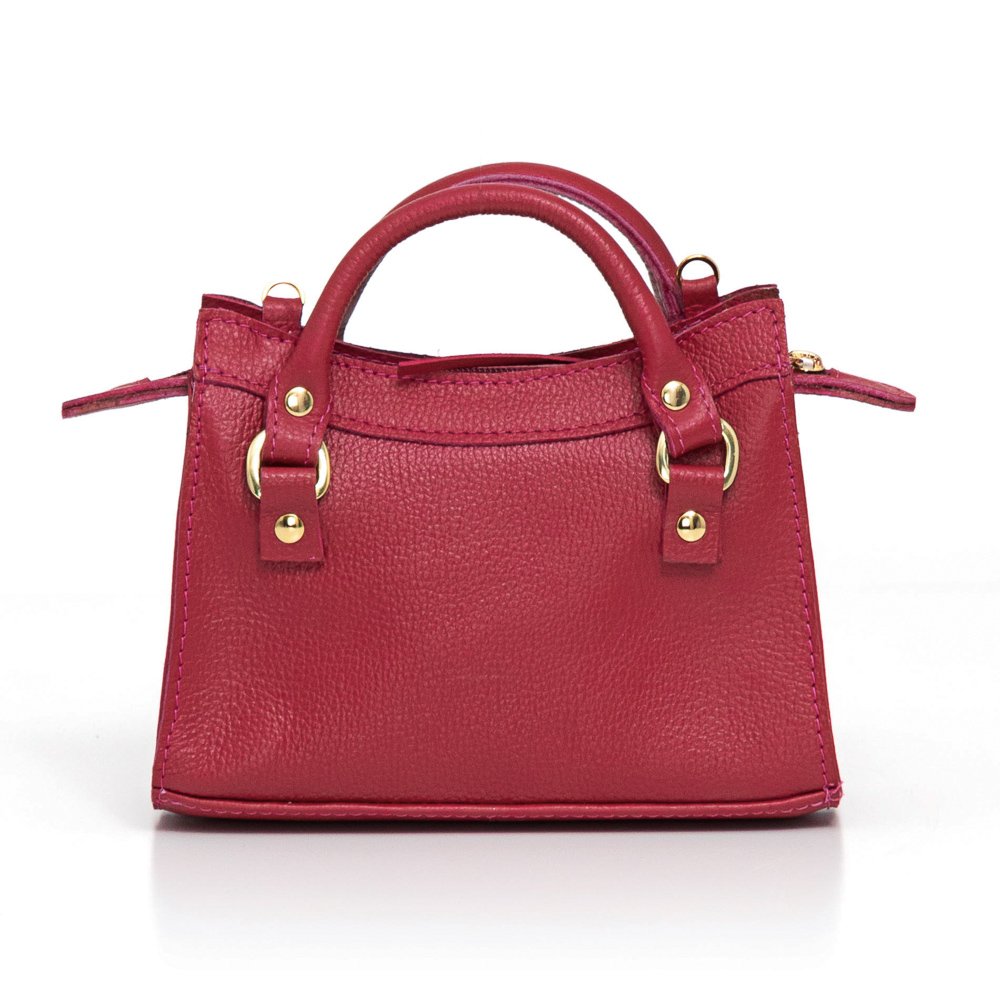 Bolsa Couro MIni Com Alça De Mão E Transversal Galle Magenta Vermelho 3
