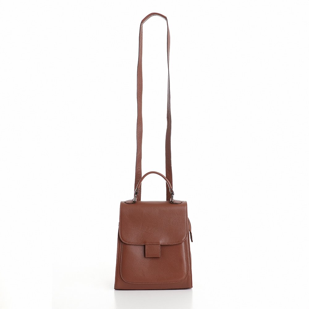 Bolsa/Mochila Em Couro Yamara Caramelo Marrom 1