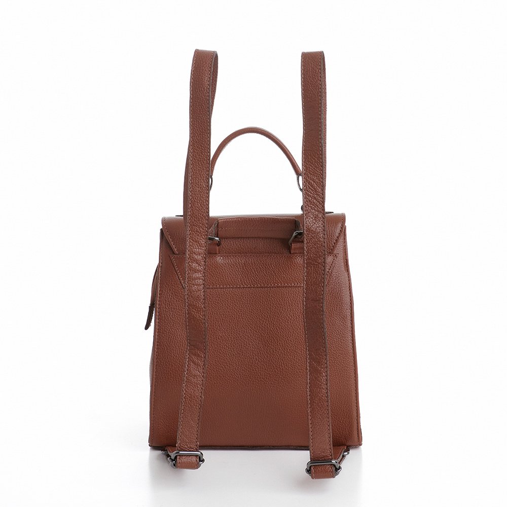 Bolsa/Mochila Em Couro Yamara Caramelo Marrom 3