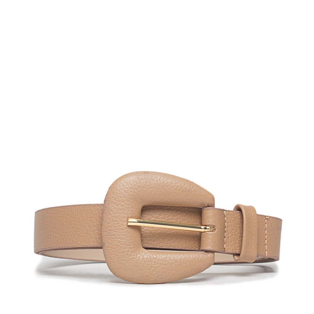 Cinto Em Couro Fivela Forrada Carlo Bege Bege 1