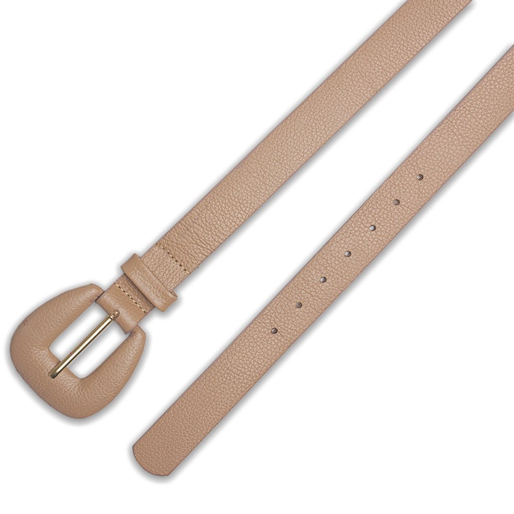 Cinto Em Couro Fivela Forrada Carlo Bege Bege 2