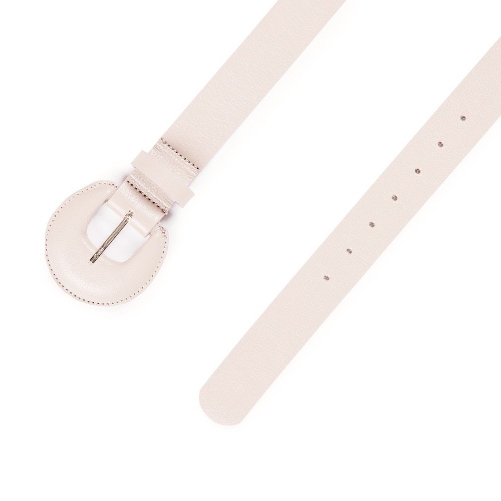 Cinto Lena Em Couro Feminino - Creme Branco 2