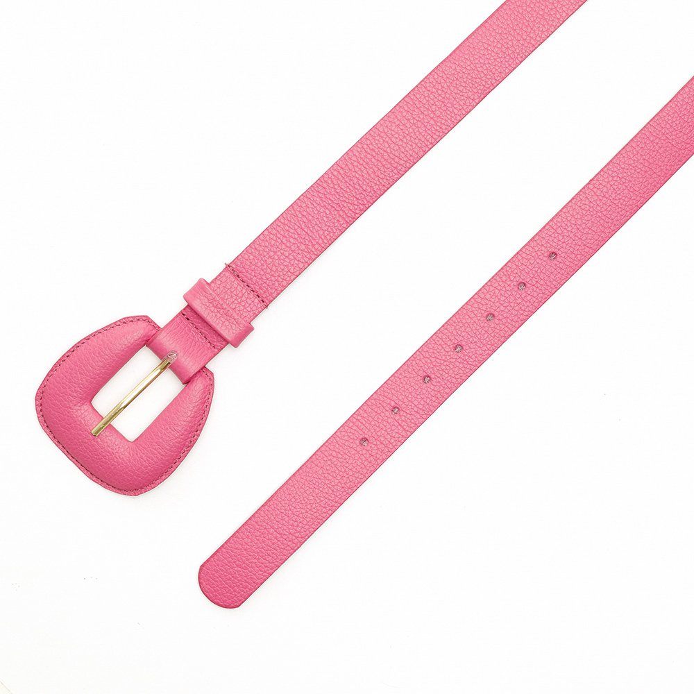 Cinto Em Couro Fivela Forrada Carlo Pink Rosa 2