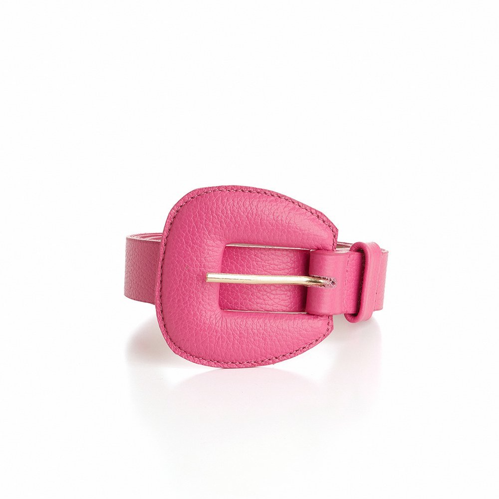 Cinto Em Couro Fivela Forrada Carlo Pink