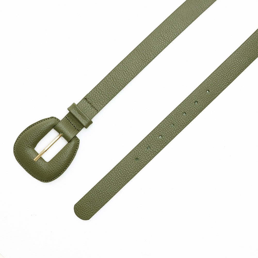 Cinto Em Couro Fivela Forrada Carlo Militar Verde 2