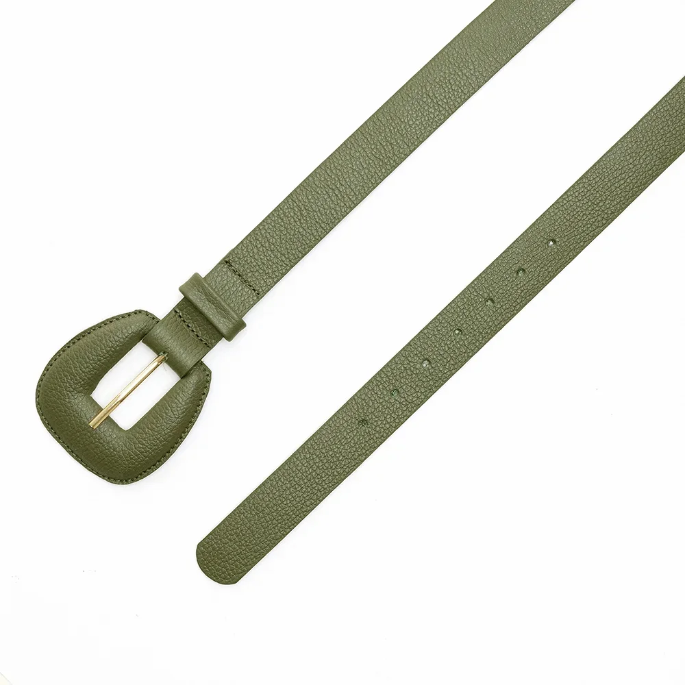Cinto Em Couro Fivela Forrada Carlo Militar Verde 2