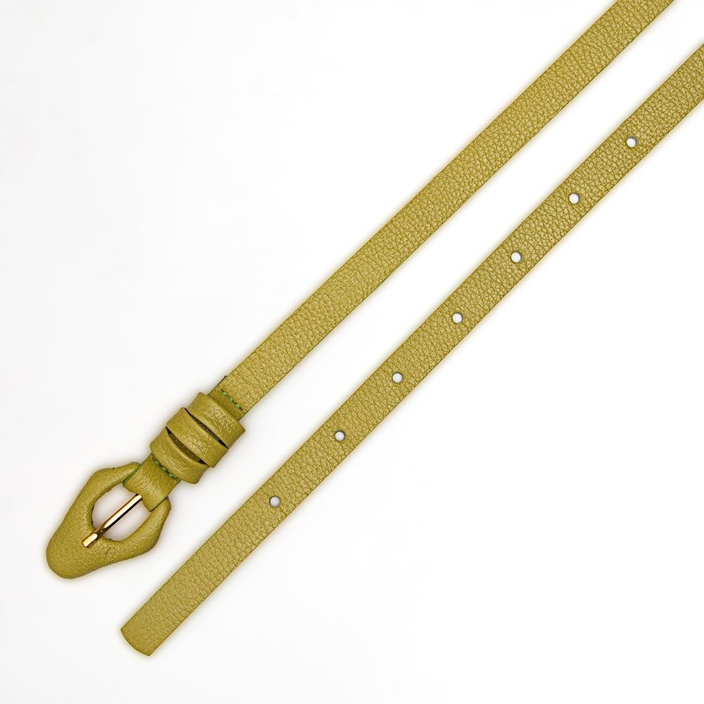 Cinto Confeccionado Em Couro Tira Fina Finny Verde Verde 2