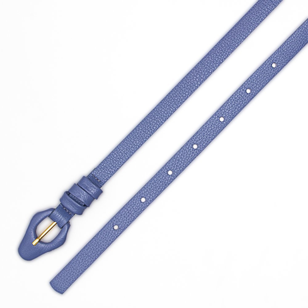 Cinto Confeccionado Em Couro Tira Fina Finny Azul Azul 2