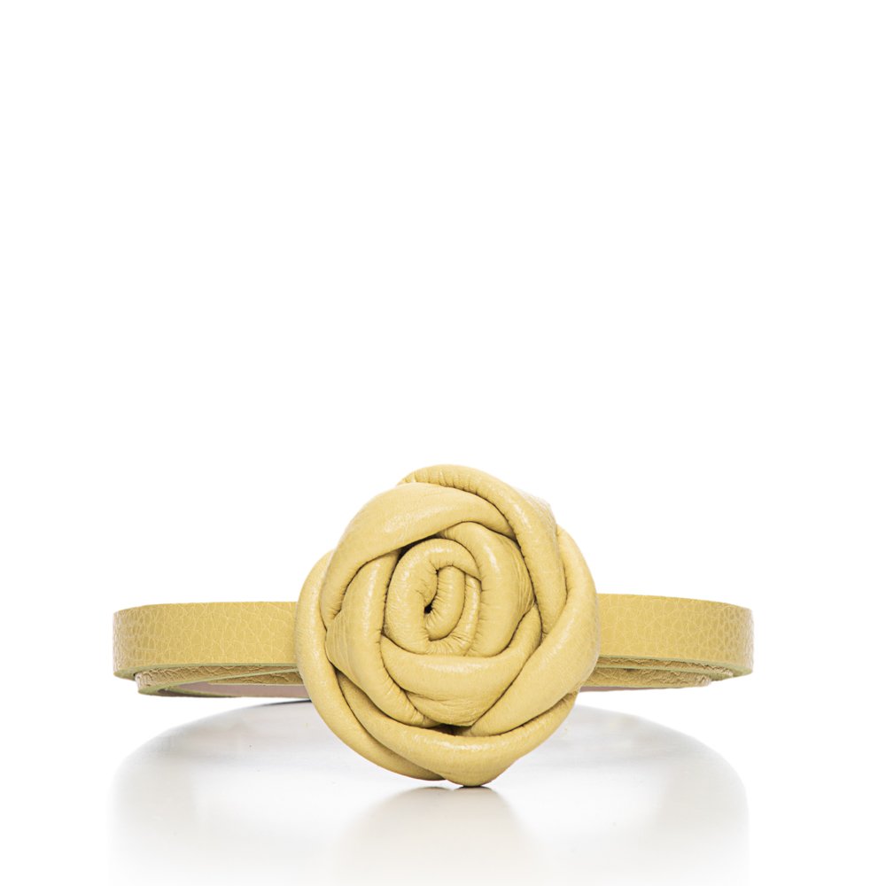 Cinto Confeccionado Em Couro E Fivela Em Couro Flor Flory Lima Amarelo 1