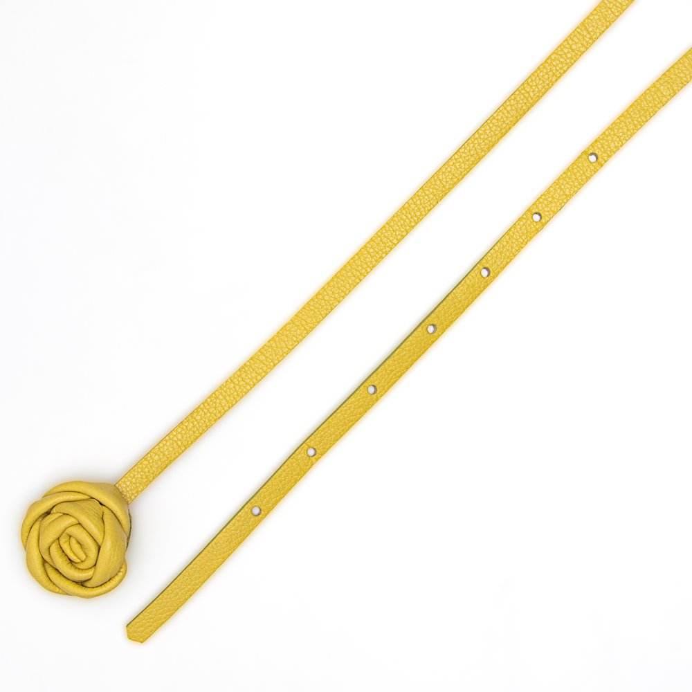 Cinto Confeccionado Em Couro E Fivela Em Couro Flor Flory Lima Amarelo 2