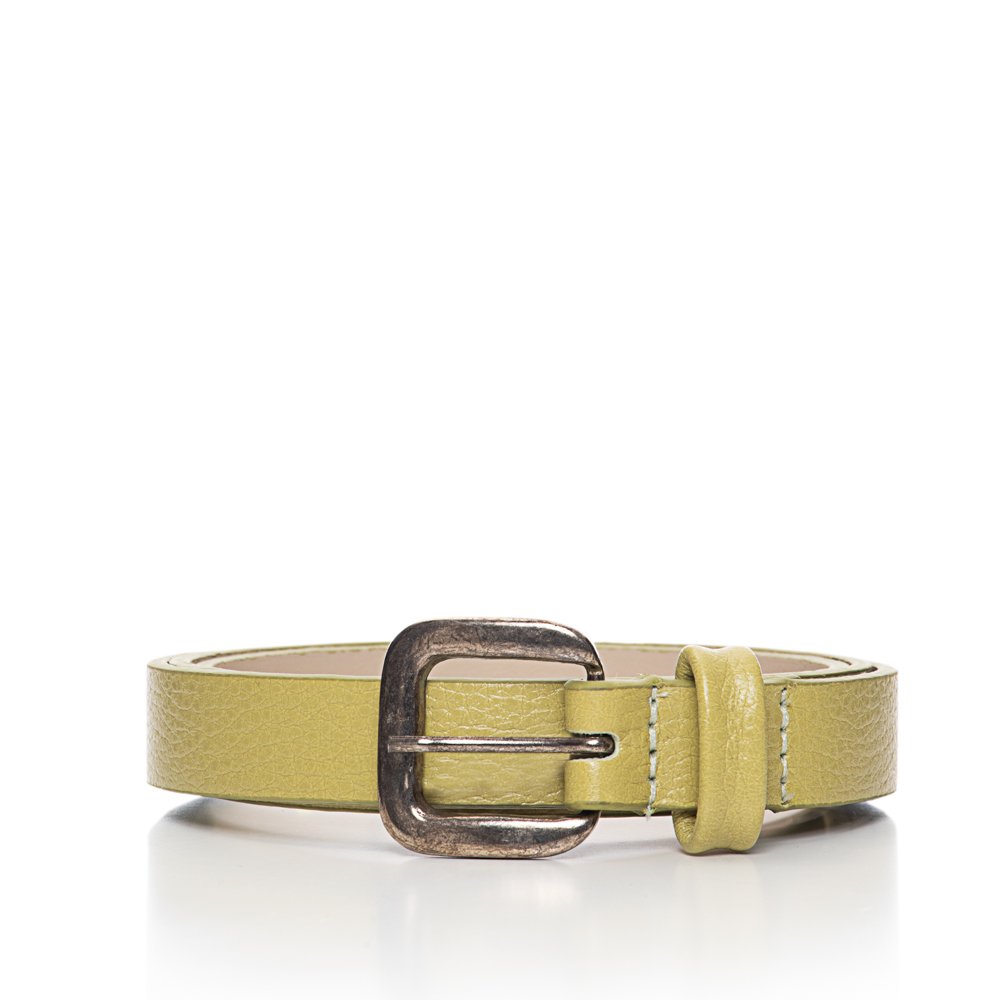 Cinto Confeccionado Em Couro E Fivela Em Metal Envelhecido Lizê Verde Amarelo 1