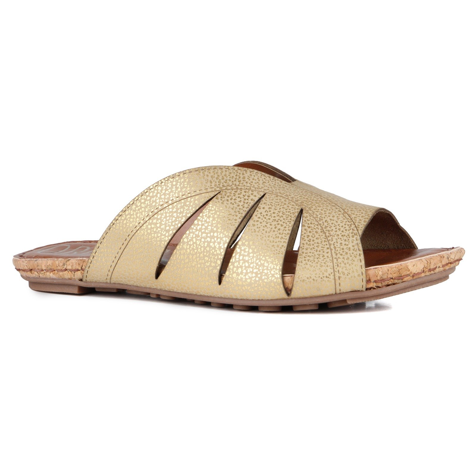 Rasteira Em Couro Metaly - Ouro Velho Bege 1