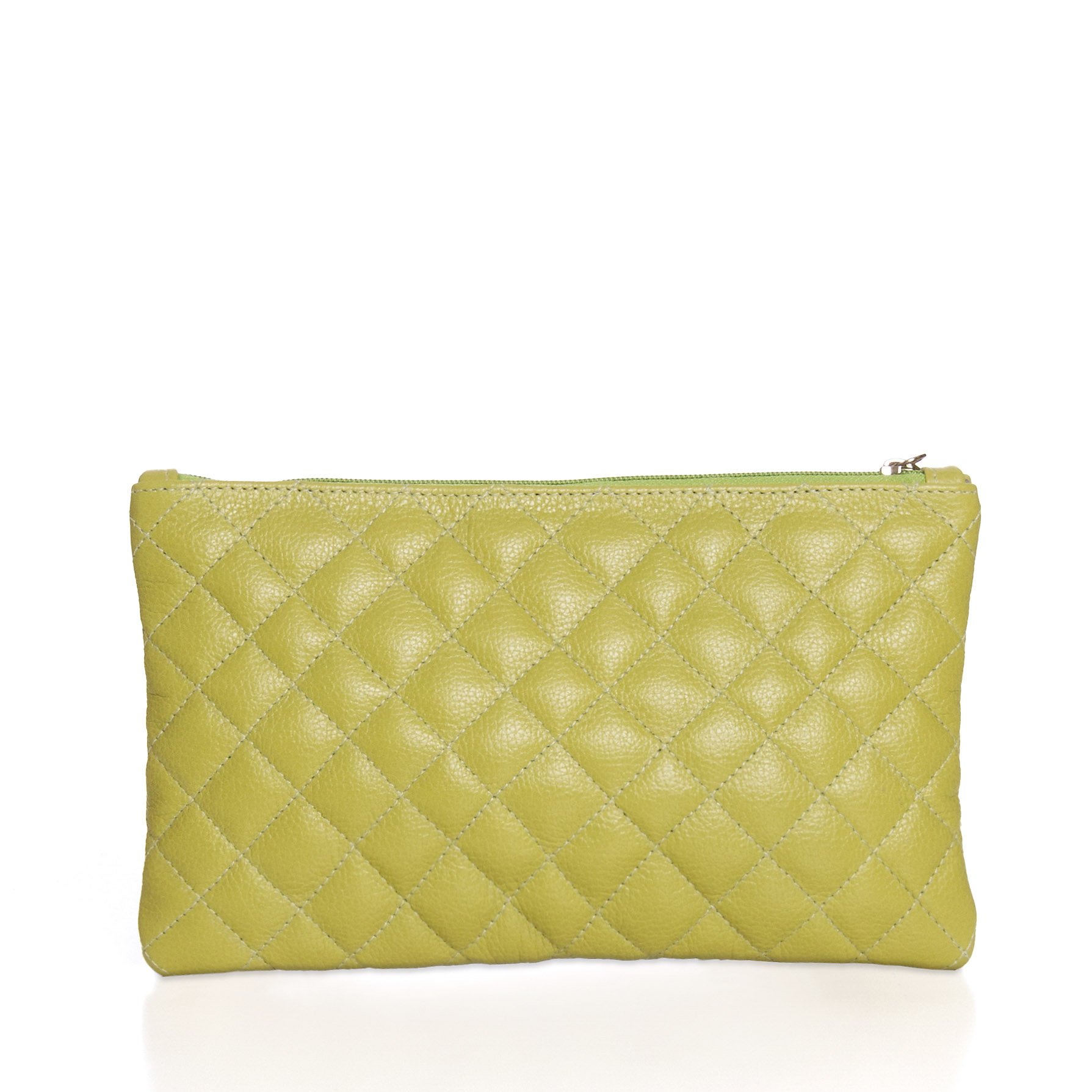 Clutch Em Couro Matelassê Maitê - Verde Amarelo 2