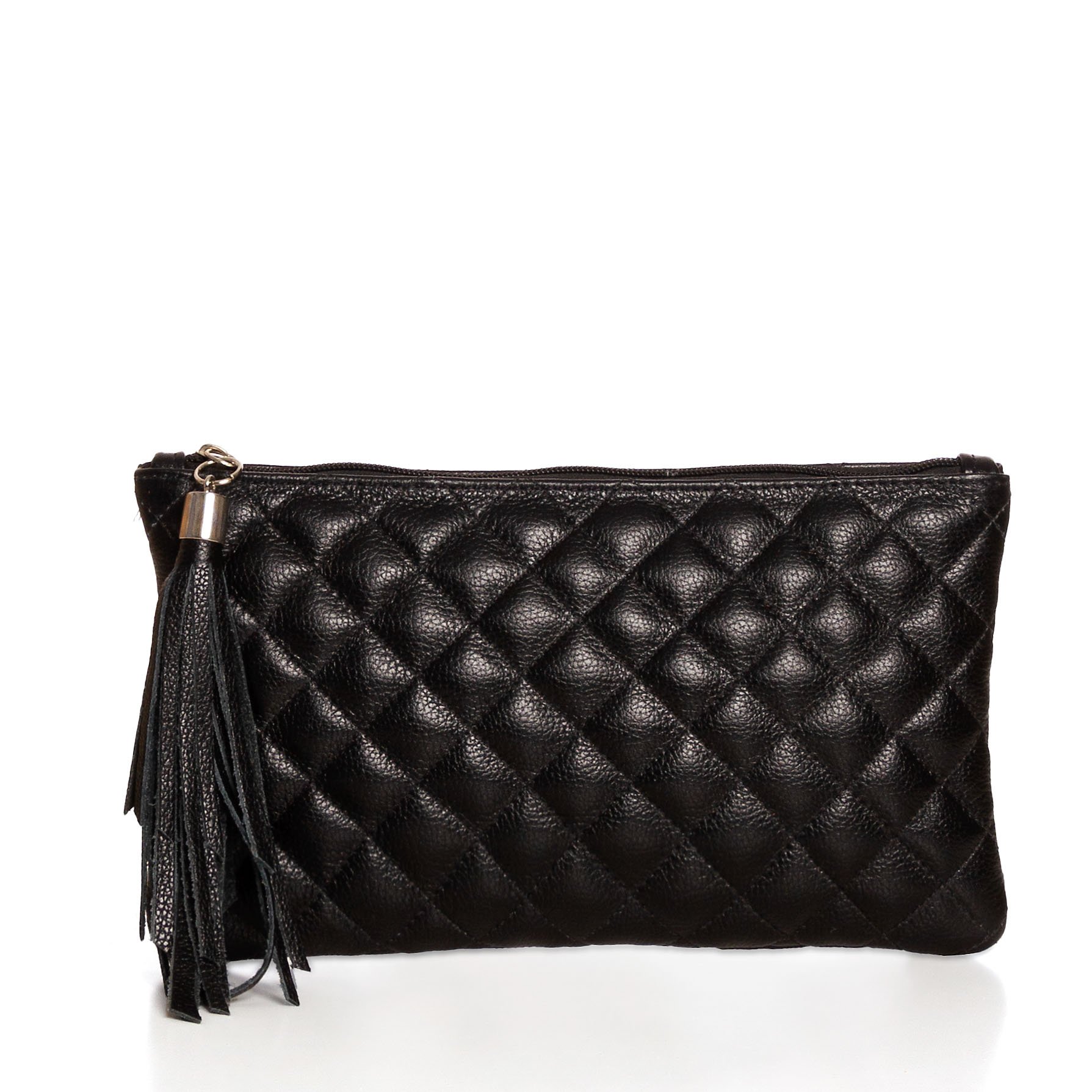 Clutch Em Couro Matelassê Maitê - Preto Preto 1