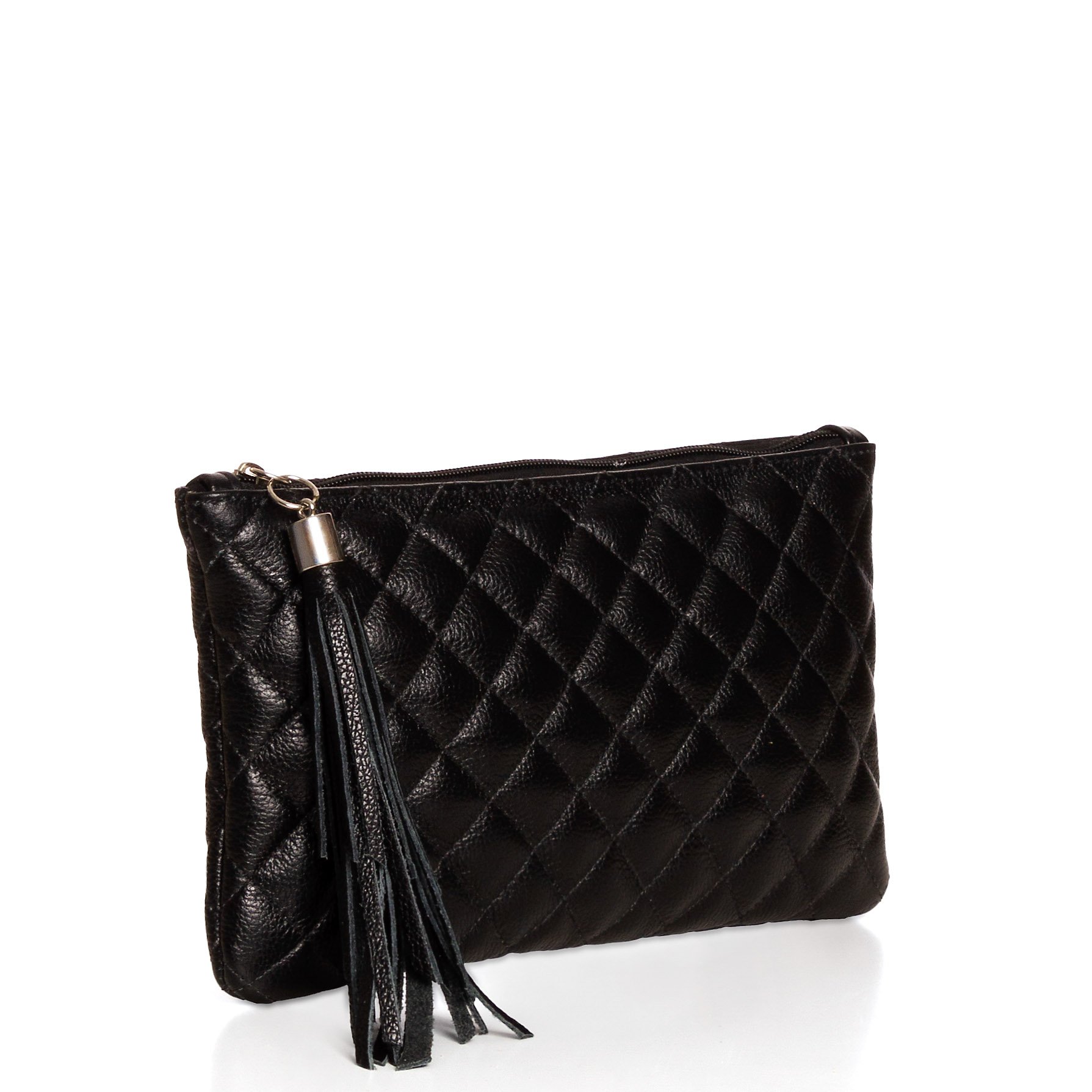 Clutch Em Couro Matelassê Maitê - Preto Preto 2