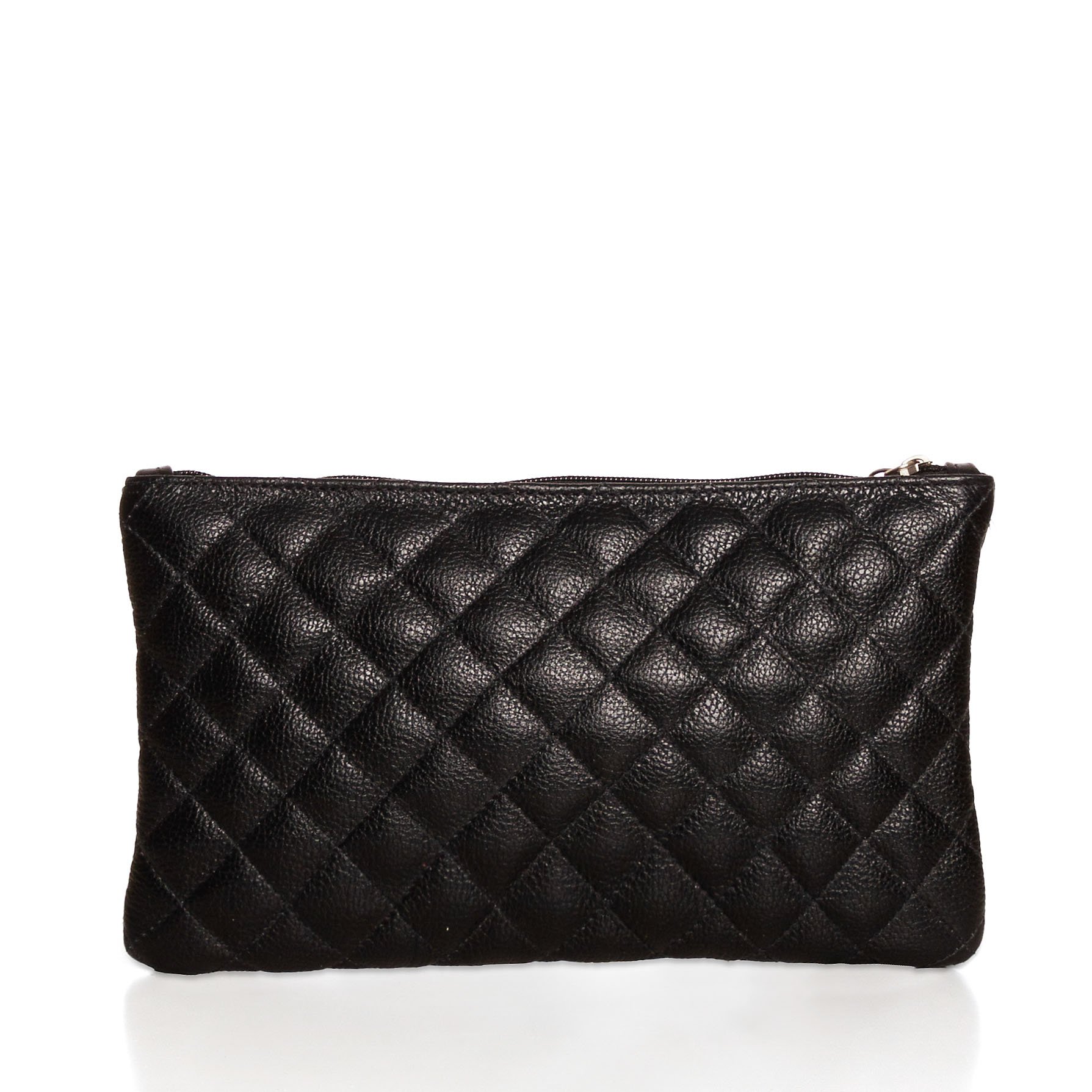 Clutch Em Couro Matelassê Maitê - Preto Preto 3