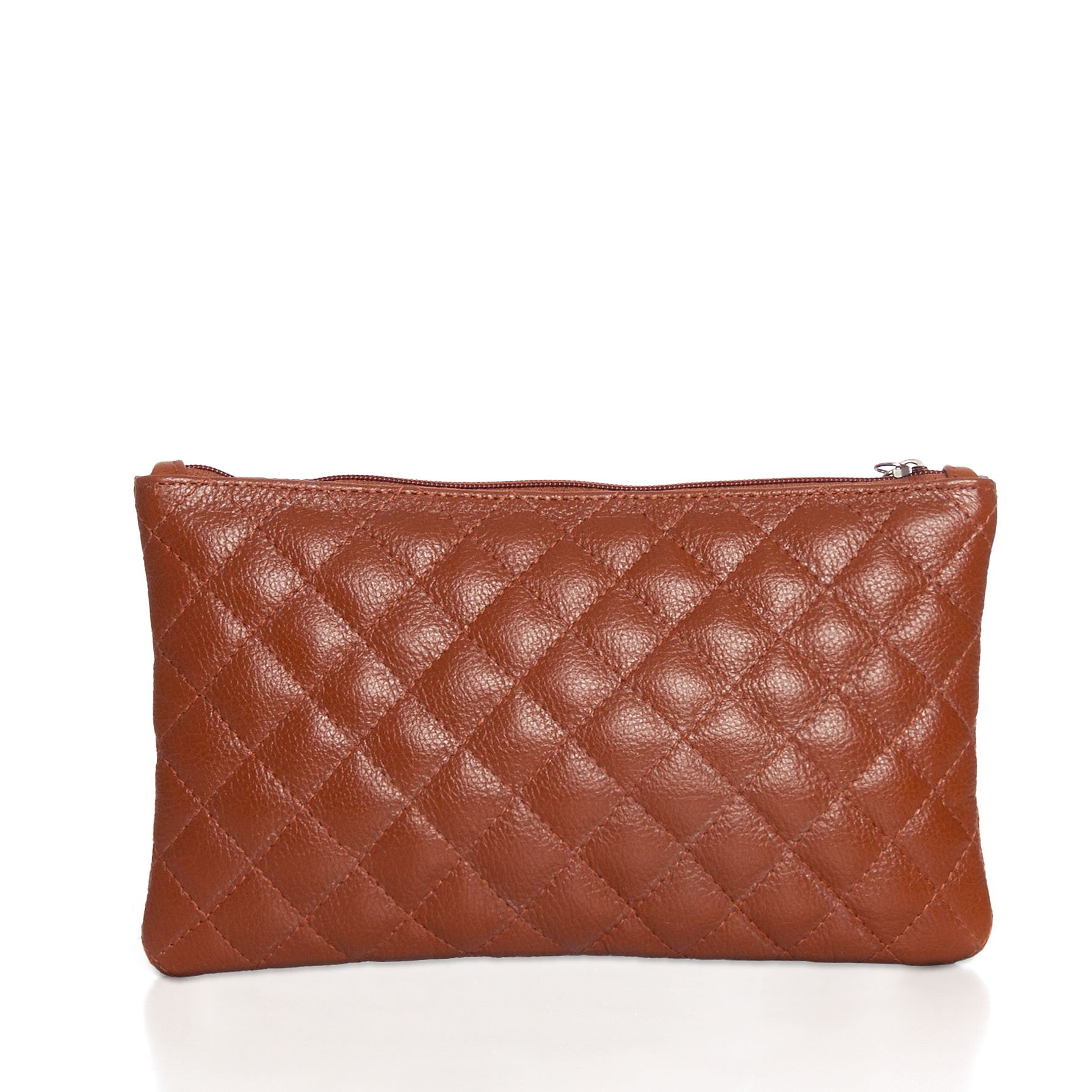 Clutch Em Couro Matelassê Maitê - Caramelo Marrom 3