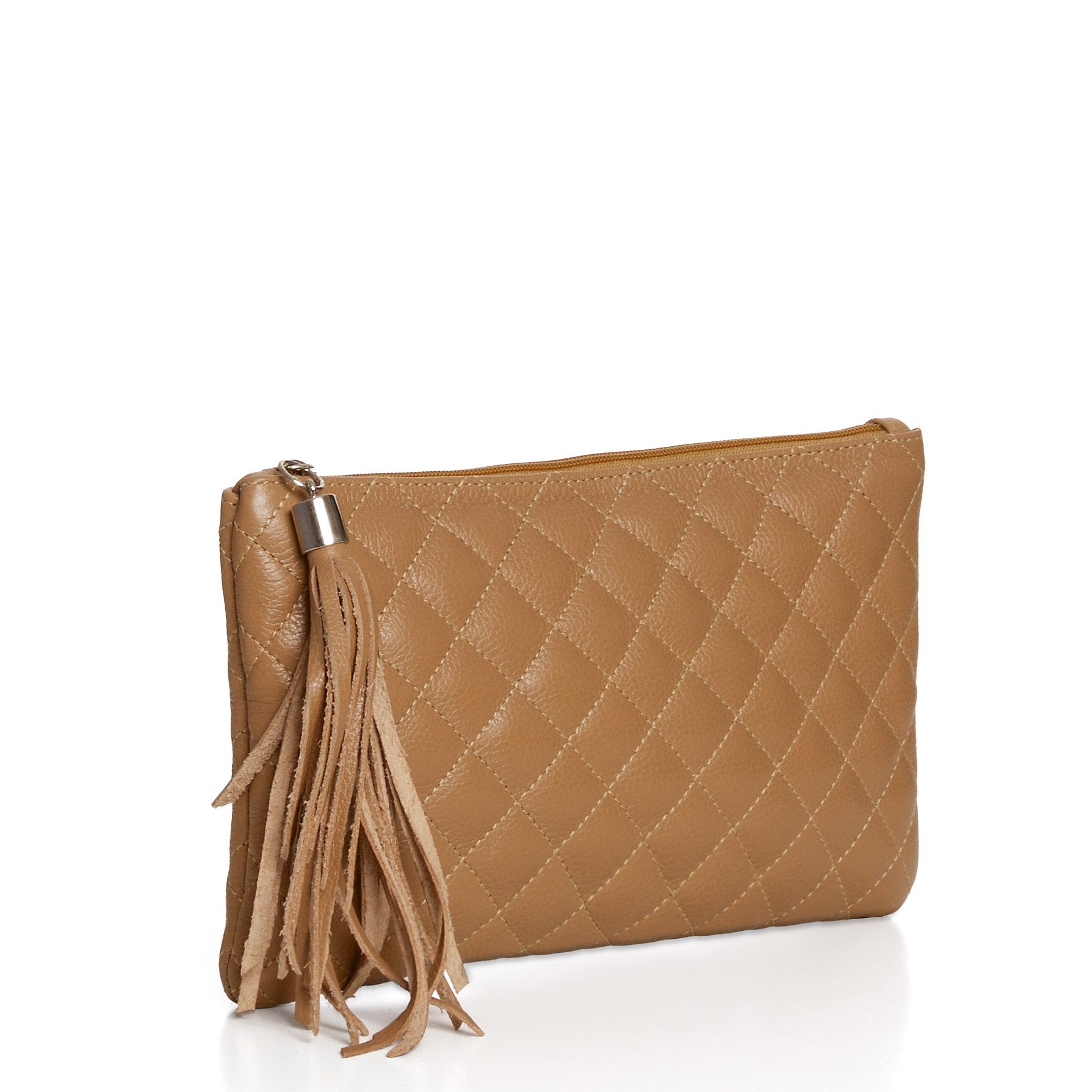 Clutch Em Couro Matelassê Maitê - Bege Bege 2