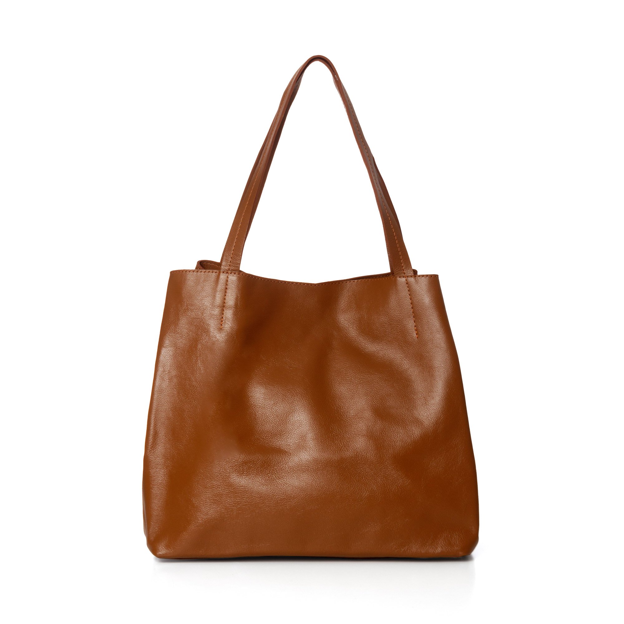 Bolsa Sacola Confeccionada Em Couro Melina - Caramelo Marrom 3