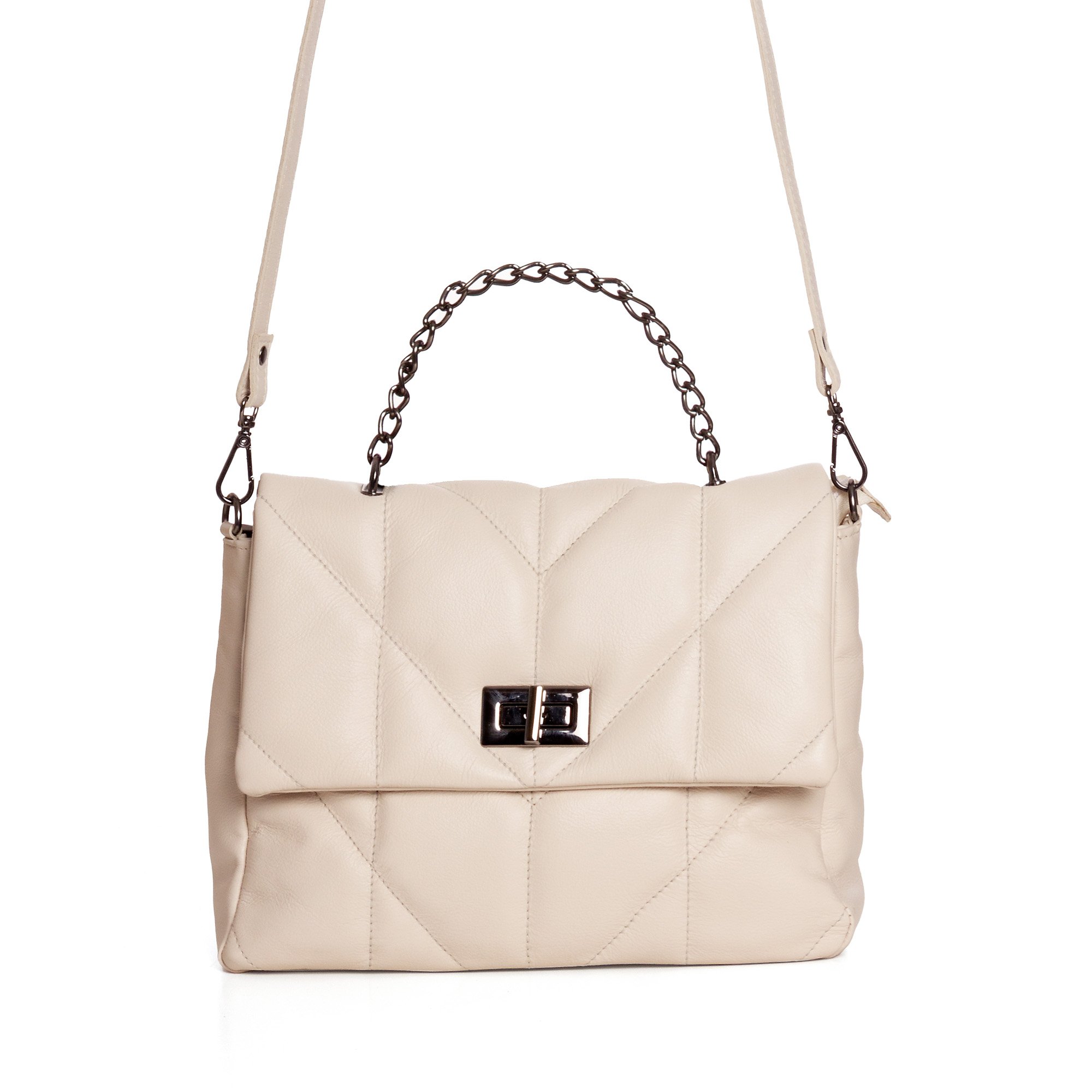 Bolsa Confeccionada Em Couro Mince - Creme Branco 1