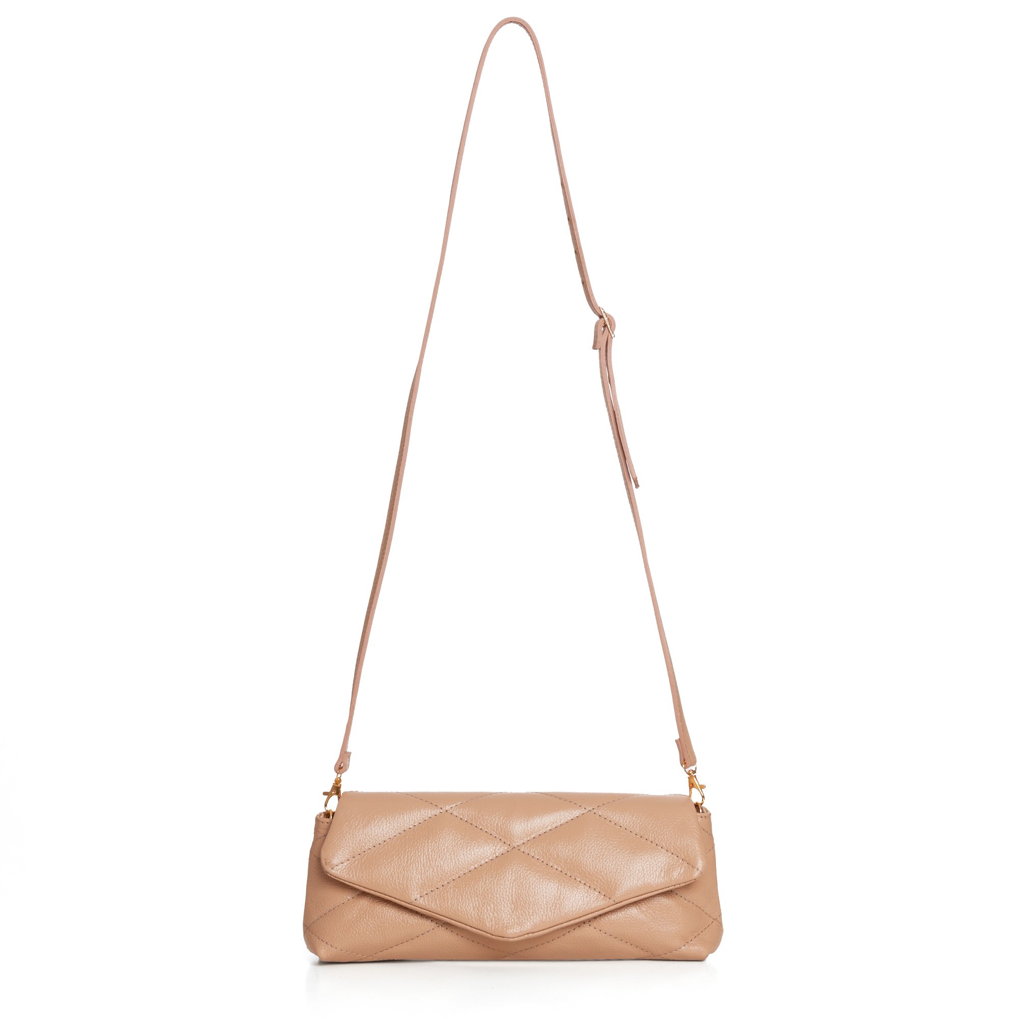 Bolsa Clutch Couro Matelassê Baru - Bege Bege 2